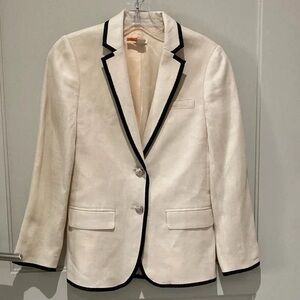 J Crew Light tan/cream tipped Linen Blazer